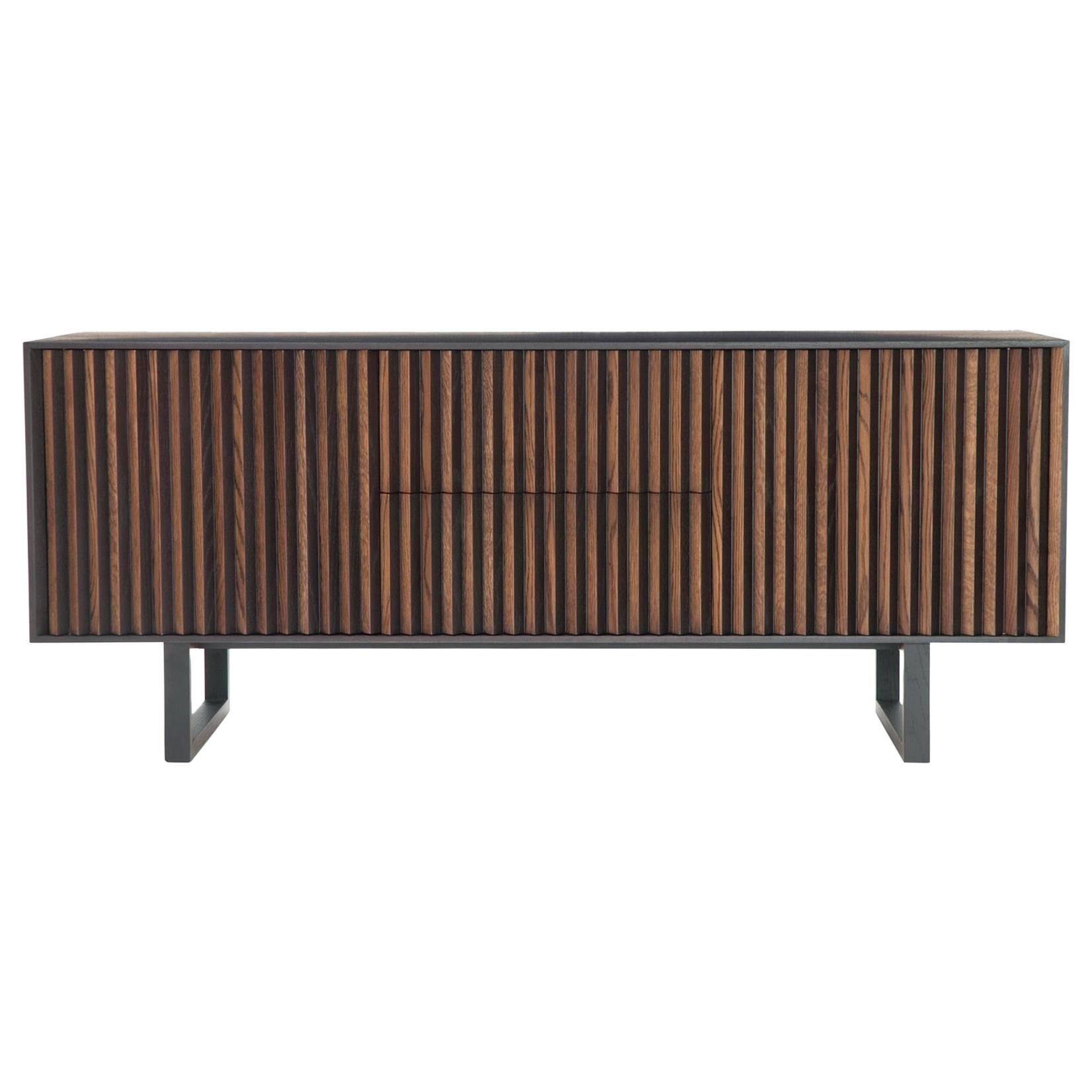 Modern Clair Sideboard Credenza By Corinna Warm in Black Ebonized Ash Wood  For Sale