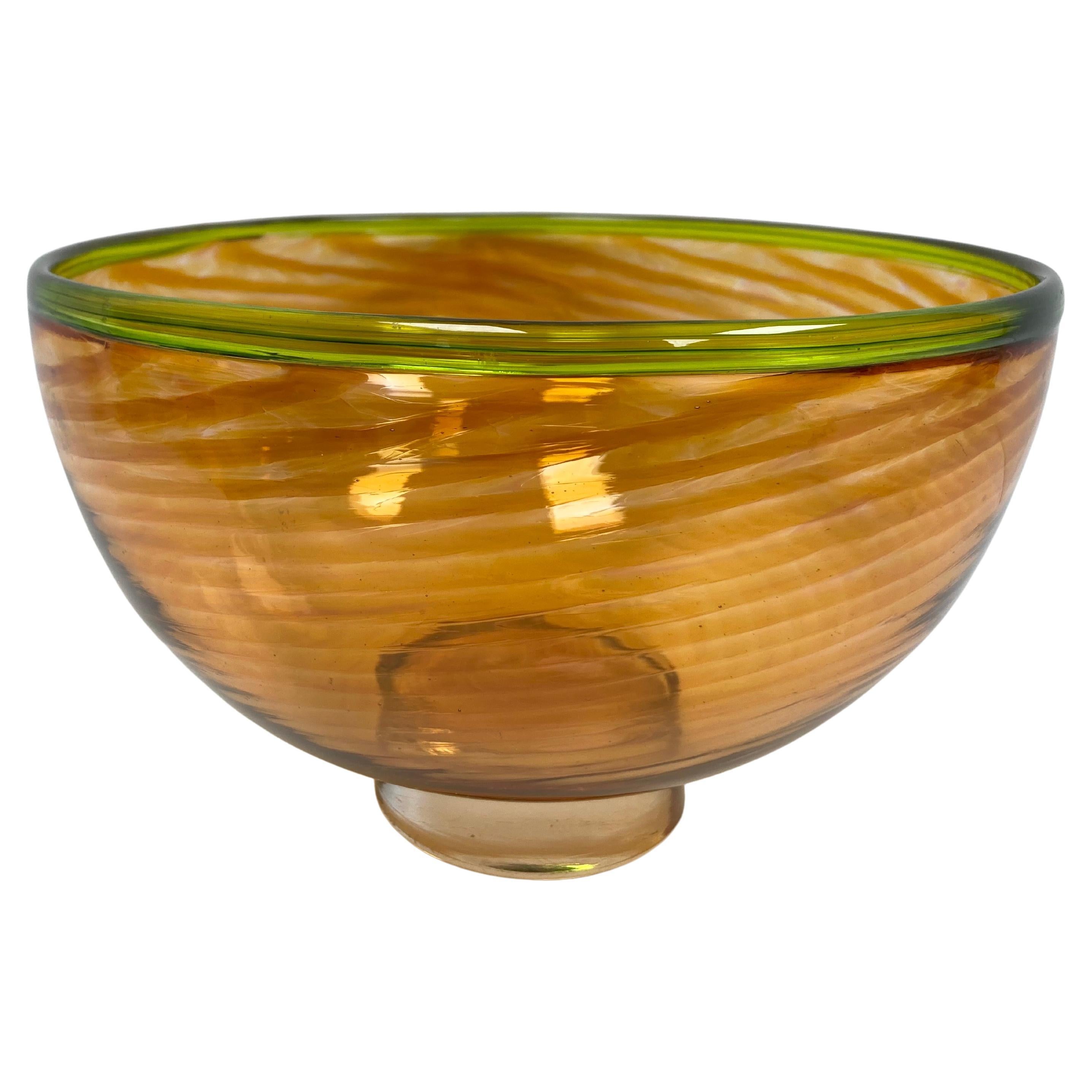 Hand Crafted Signed Swirl Glass Bowl