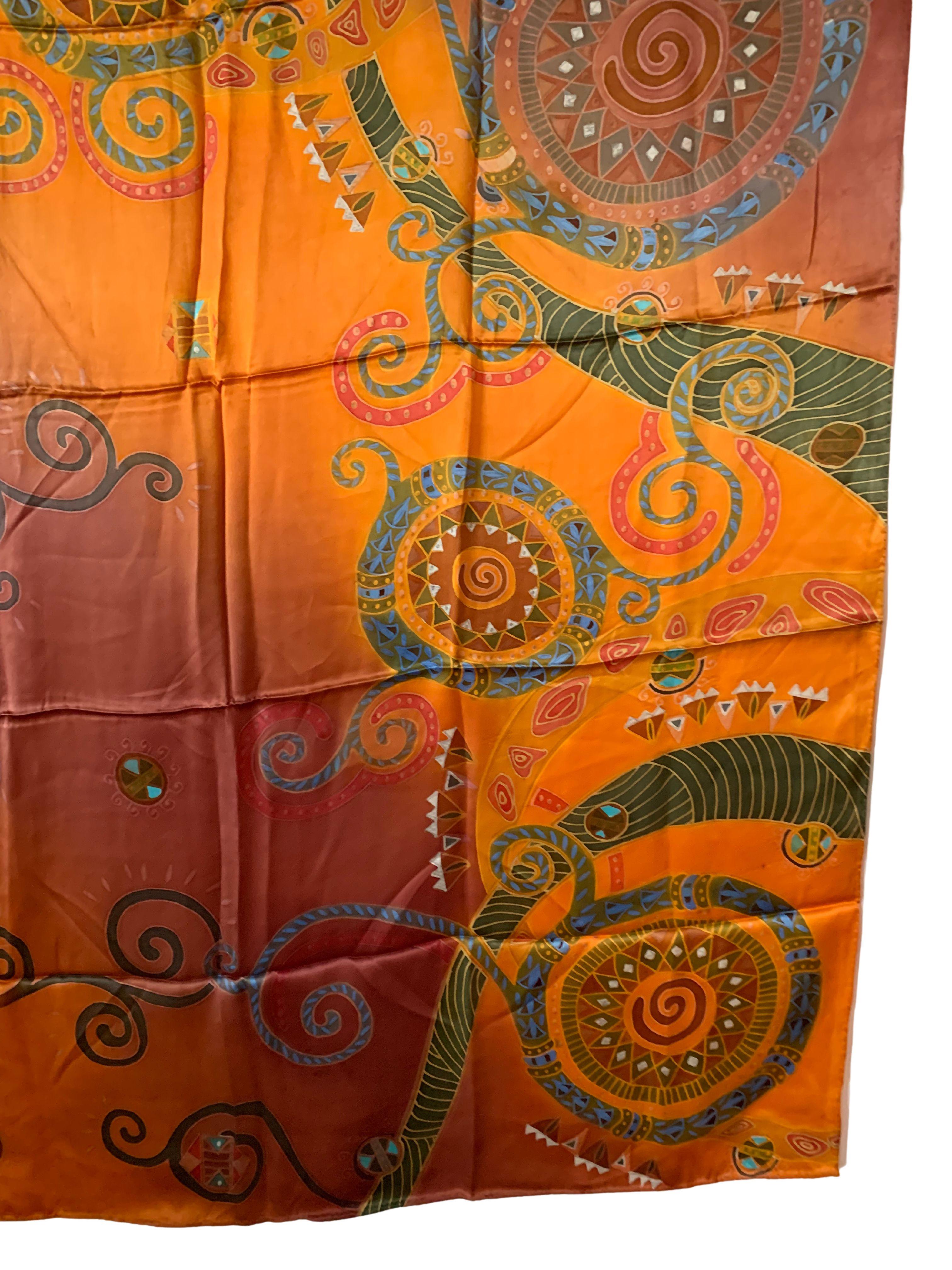 A wonderful Hand-Crafted Silk Textile from Malaysia with Stunning Detailing and shades. A wonderful decorative object to bring warmth and color to any space. This textile was hand-crafted by local weavers.