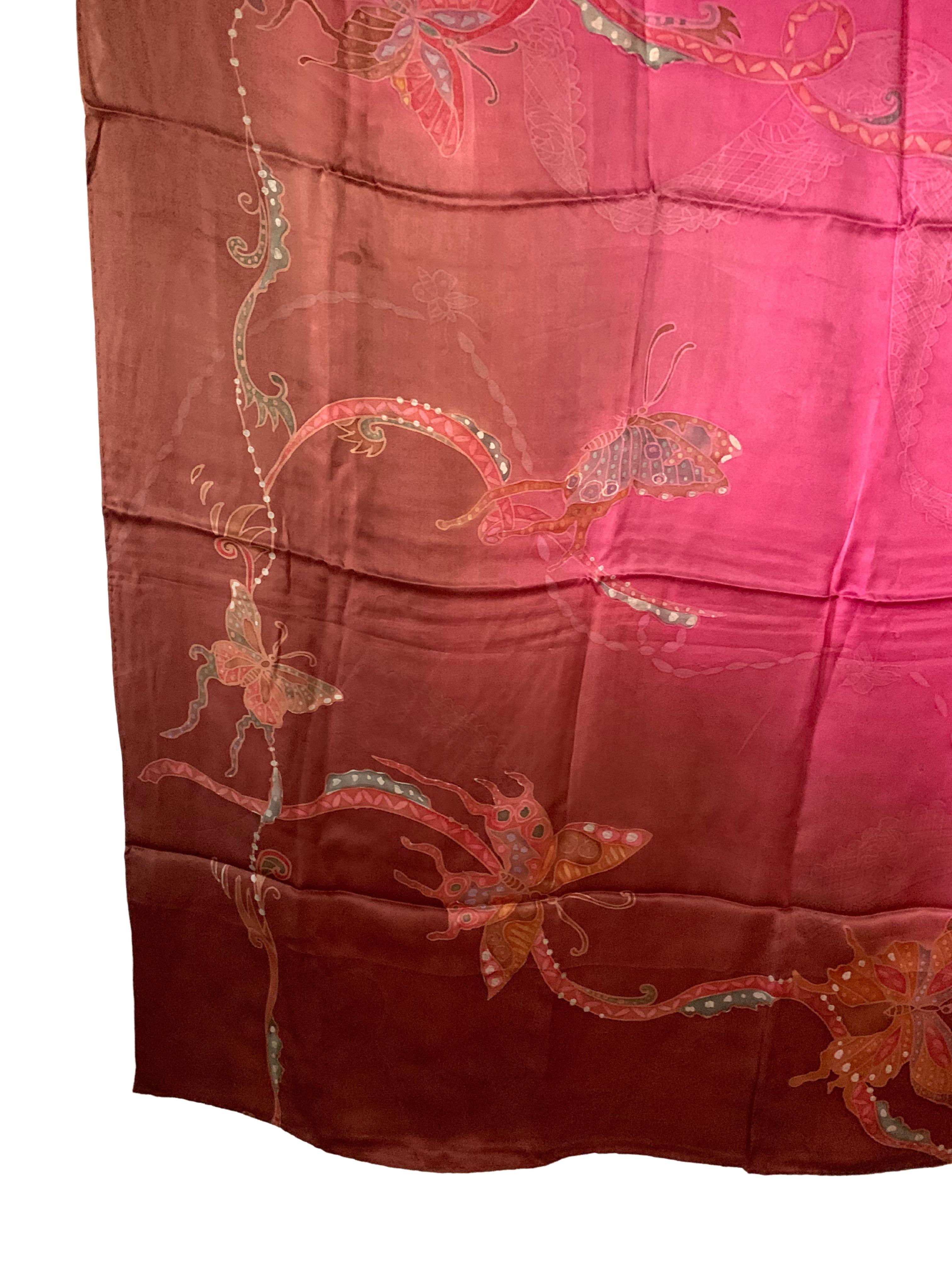 A wonderful Hand-Crafted Silk Textile from Malaysia with Stunning Detailing and shades. A wonderful decorative object to bring warmth and color to any space. This textile was hand-crafted by local weavers.