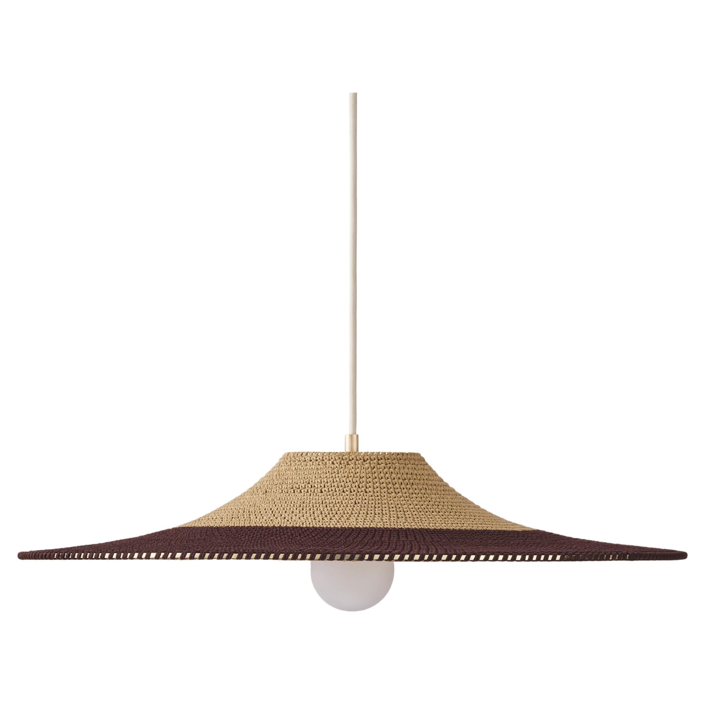 Paralume semplice 01, ciondolo a doppia tela con finiture profonde, Ø60cm/23,6in, realizzato a mano
