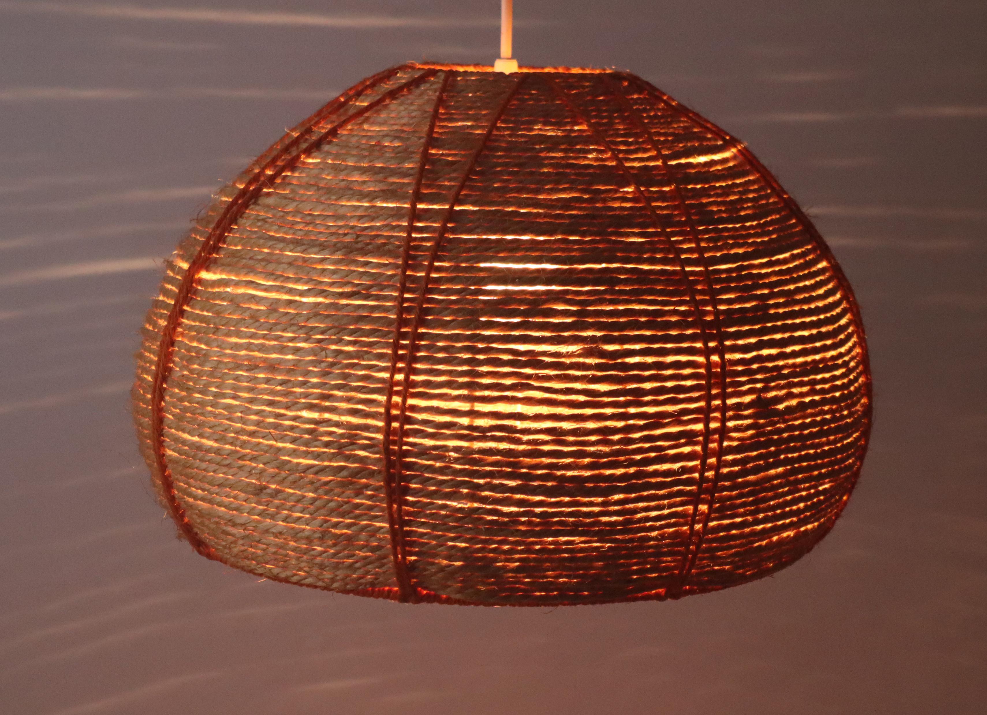 German Hand-crafted sisal lamp from the 1970s For Sale