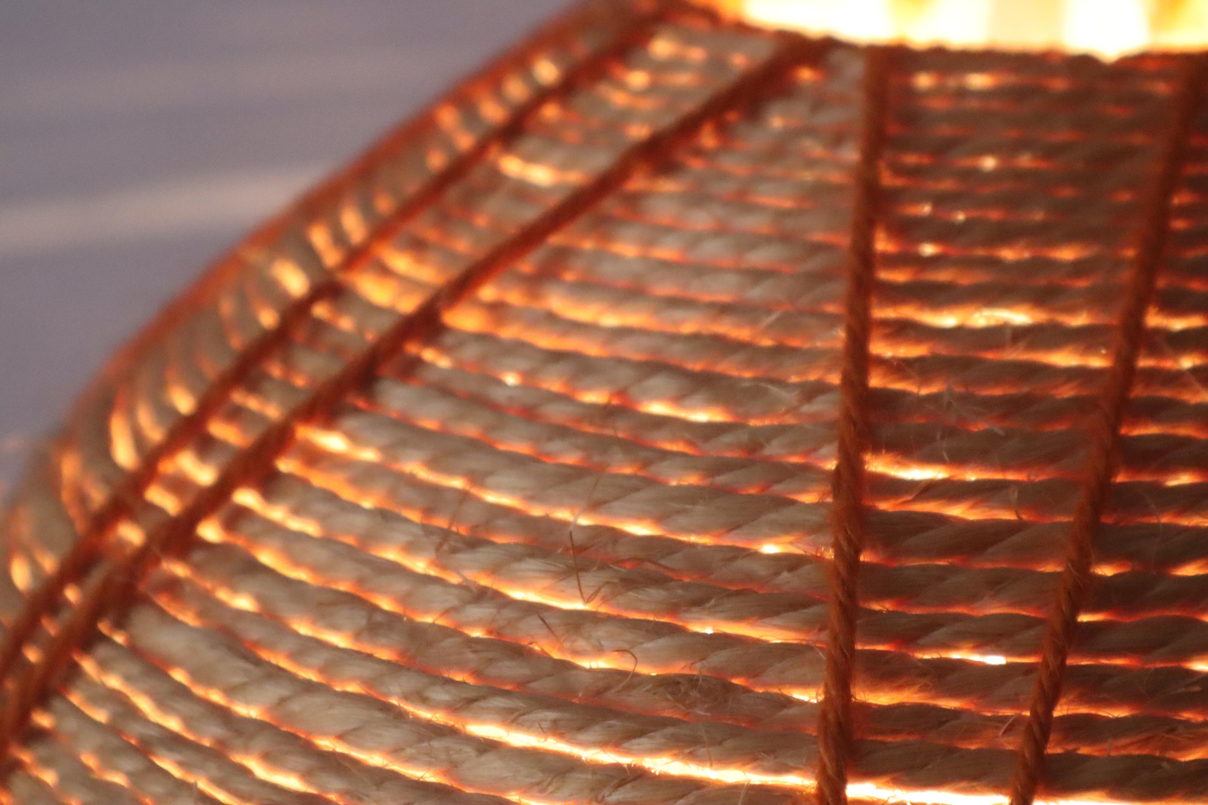 Hand-Crafted Hand-crafted sisal lamp from the 1970s For Sale