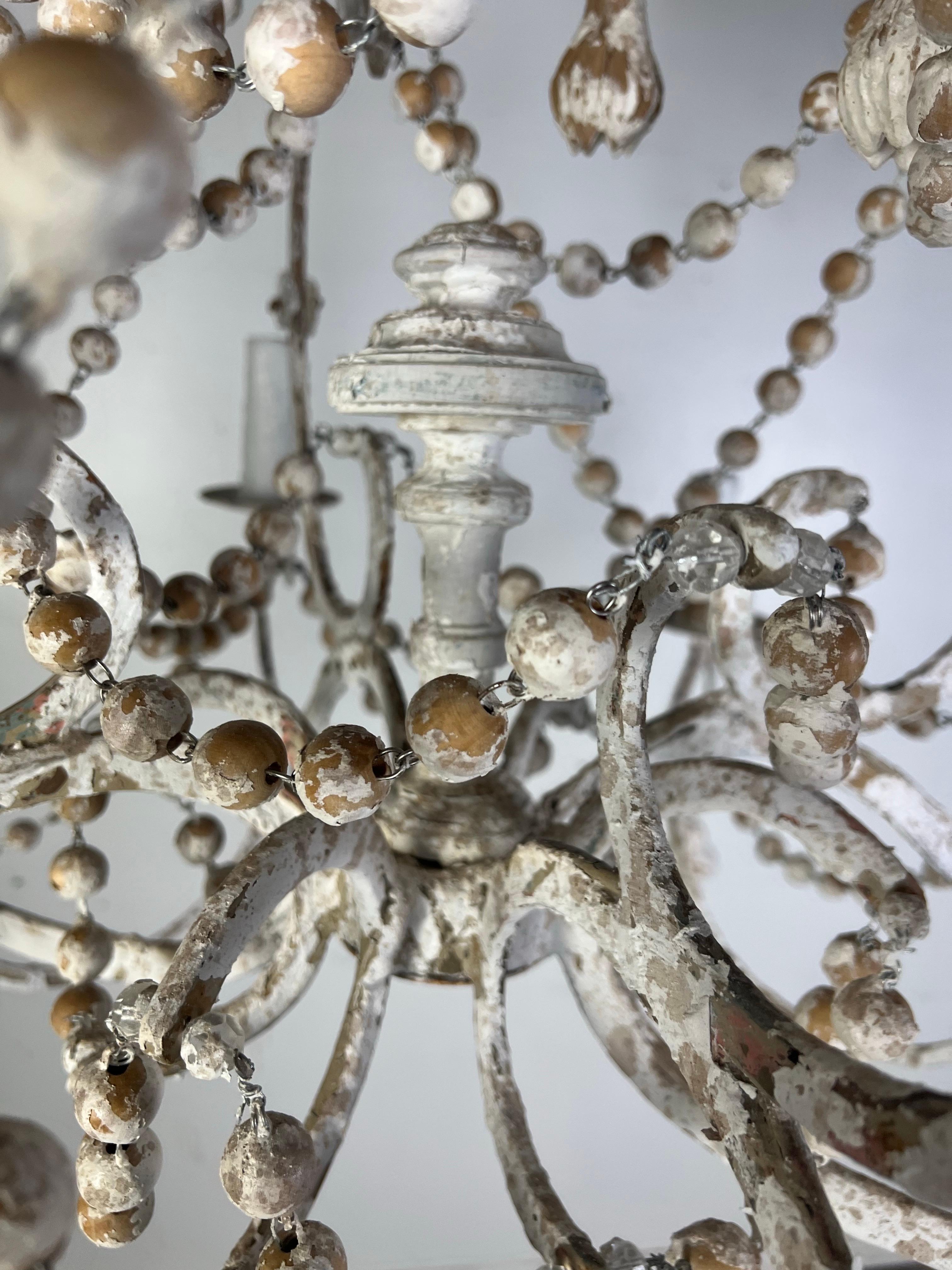 Windward Six-Arm Painted Wood & Iron Chandelier by Miamar Home For Sale 5