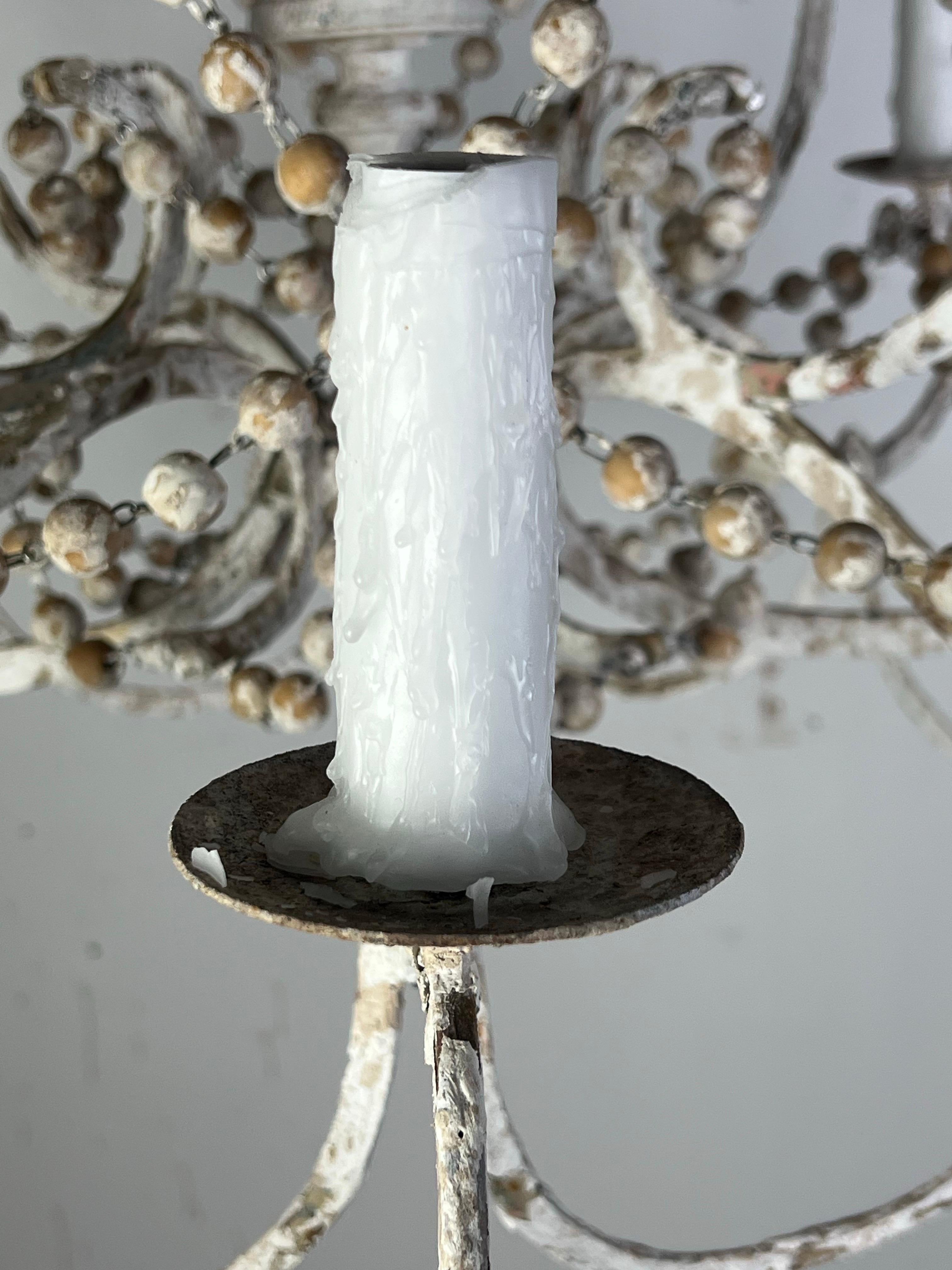 Contemporary Windward Six-Arm Painted Wood & Iron Chandelier by Miamar Home For Sale