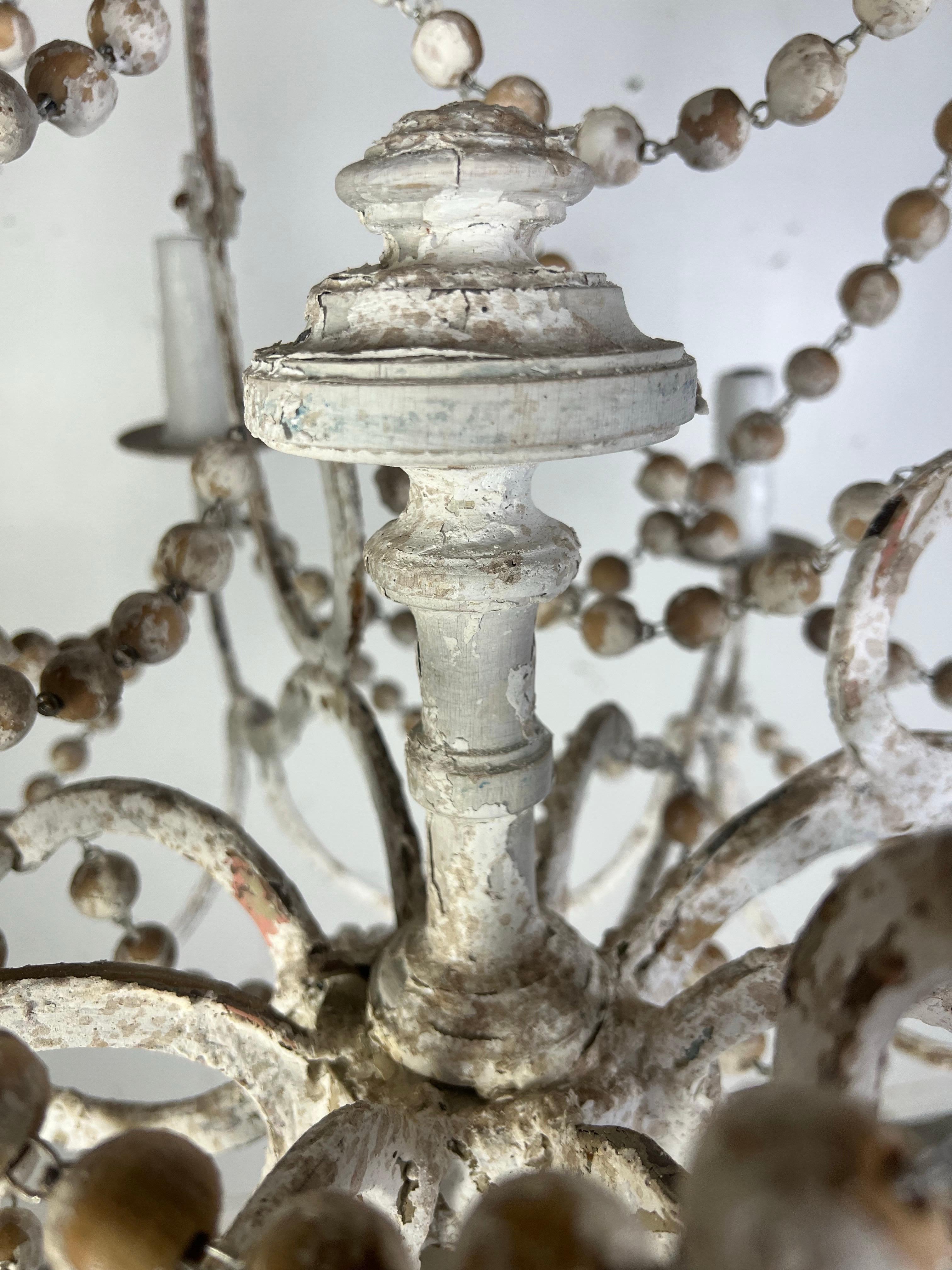 Windward Six-Arm Painted Wood & Iron Chandelier by Miamar Home For Sale 3