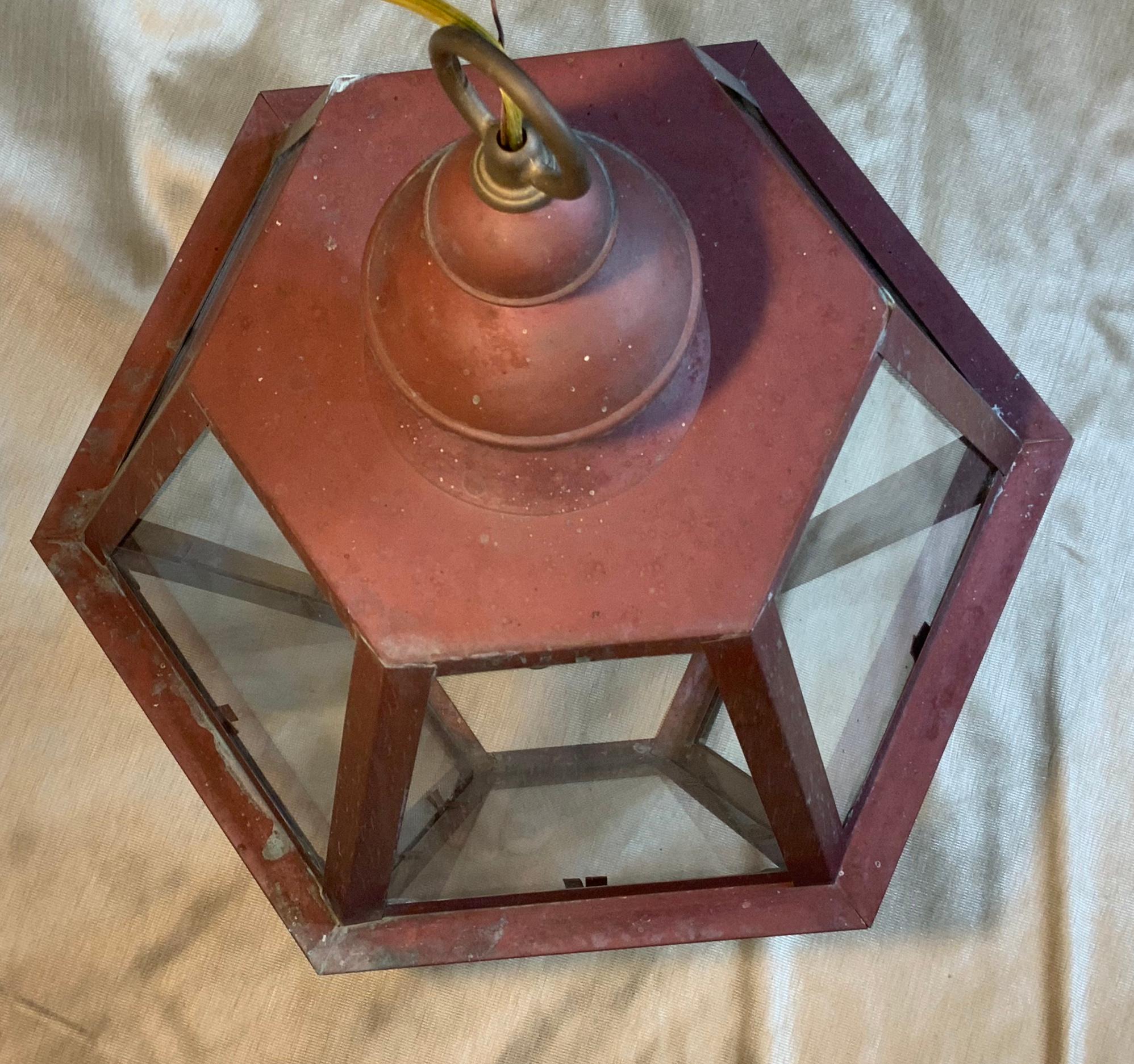 Handcrafted Six Side Hanging Copper Lantern 5