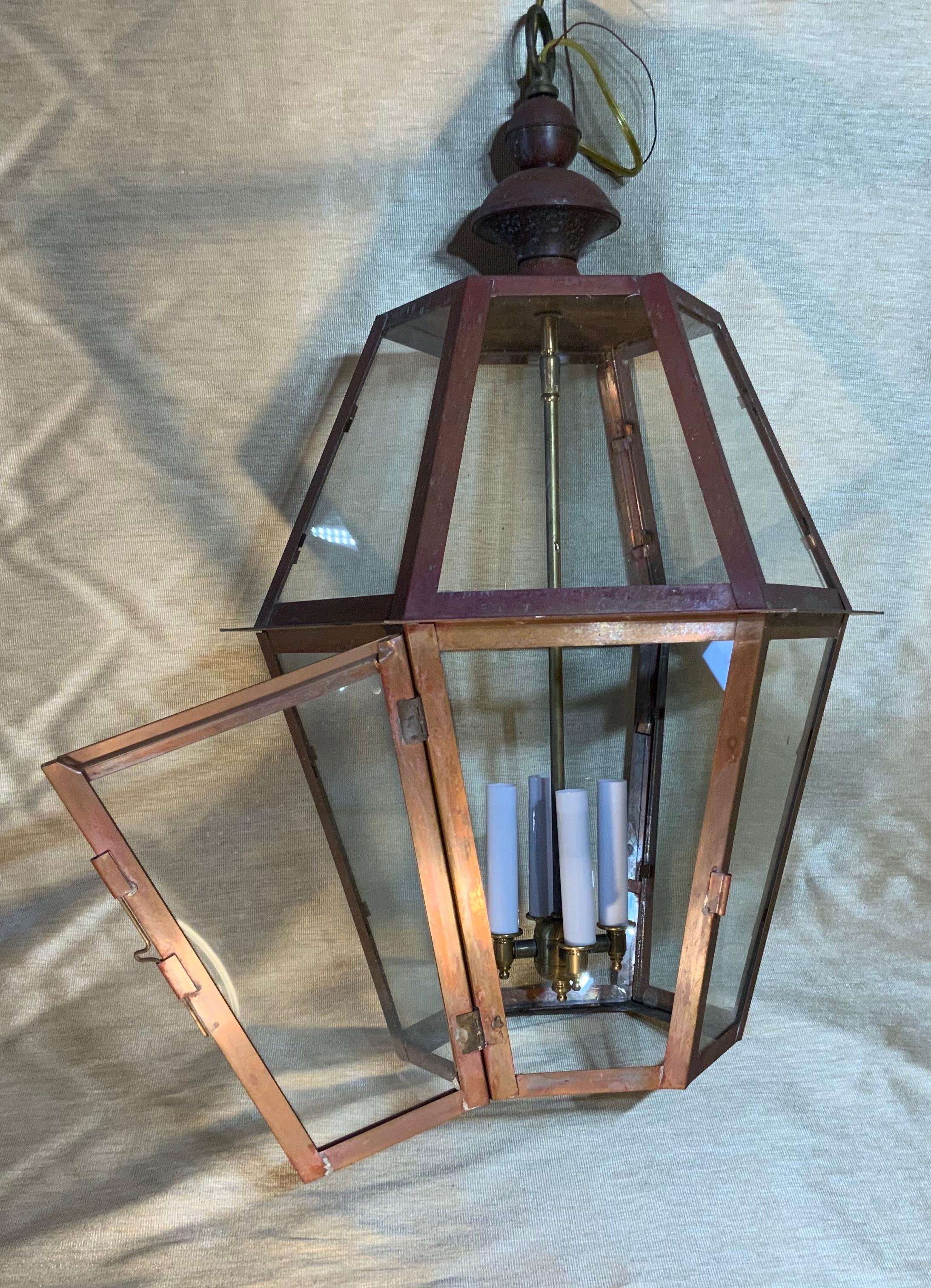 Handcrafted Six Side Hanging Copper Lantern 1