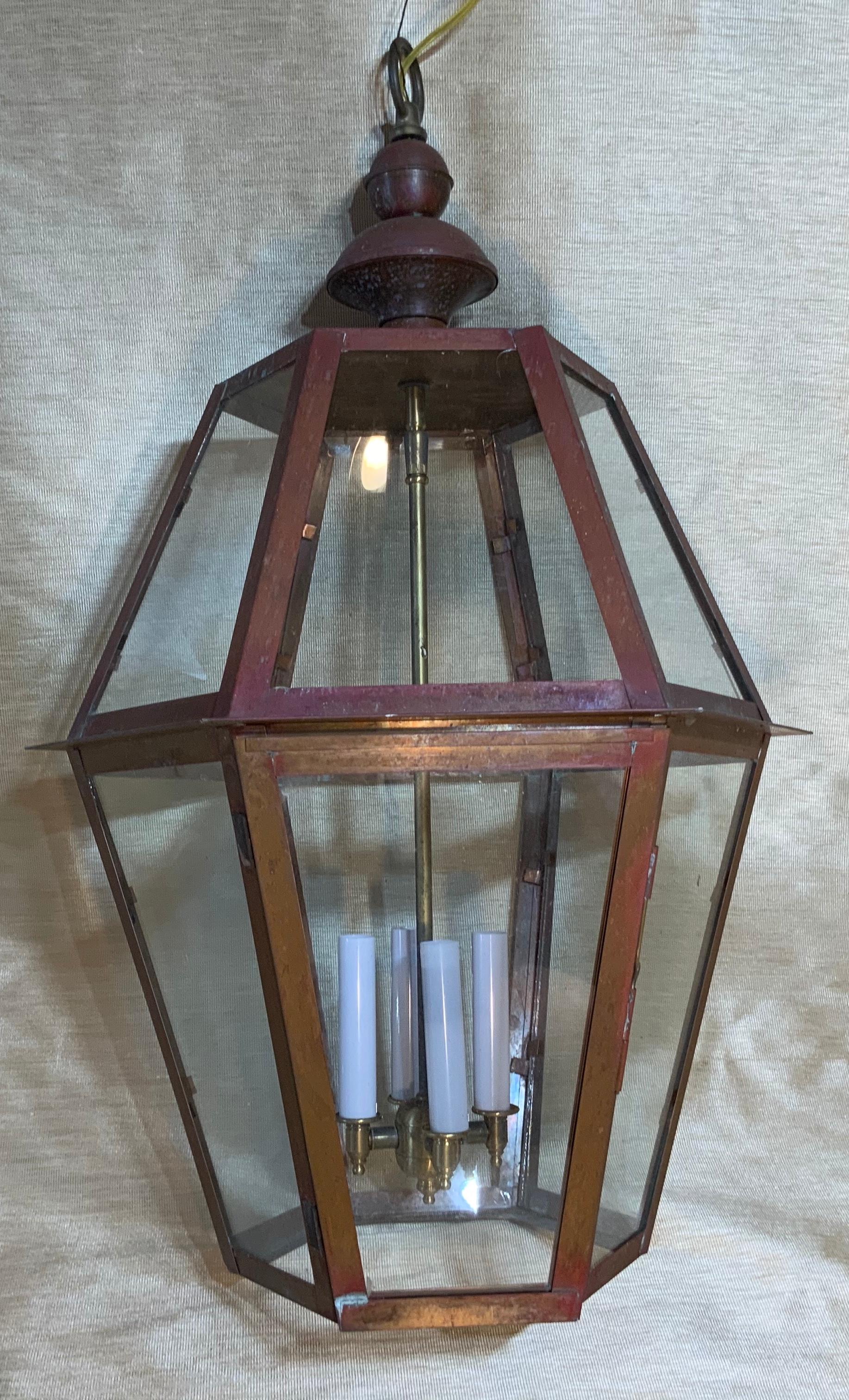 Handcrafted Six Side Hanging Copper Lantern 2