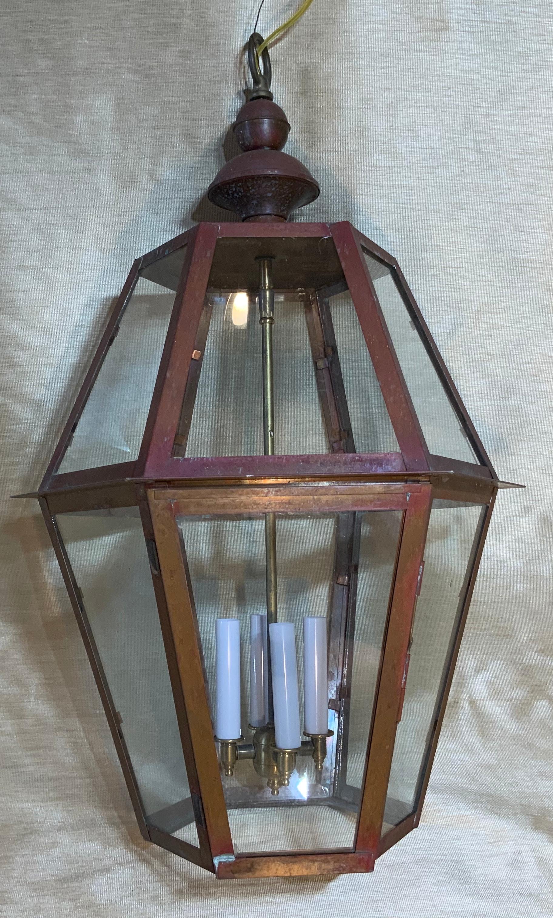 Handcrafted Six Side Hanging Copper Lantern 3