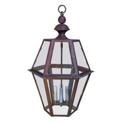 Handcrafted Six Side Hanging Copper Lantern