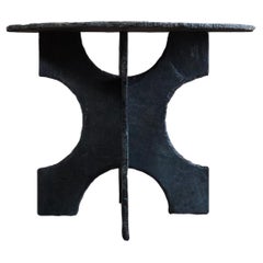 Hand-crafted Slate Round Table ø120cm/47.2" Antique Reproduction, Anjou, France.