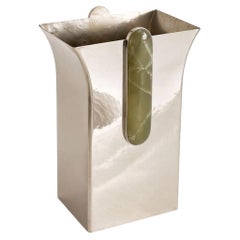 Petit vase fait main par AIREDELSUR & Shiva Safai Onyx vert & Alpaga argenté