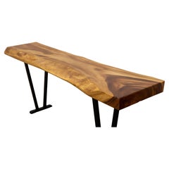 Hand Crafted Solid Acacia Live Edge Console on Metal Legs
