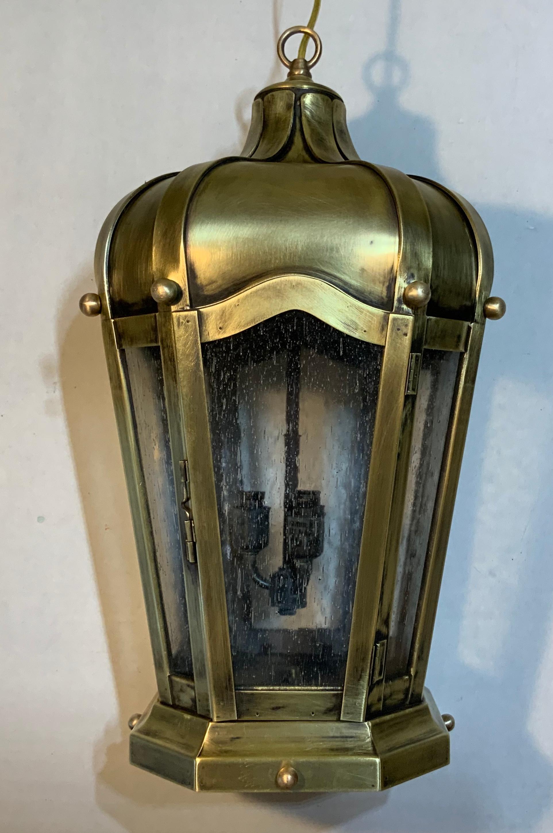 Handcrafted Solid Brass Hanging Lantern For Sale 5