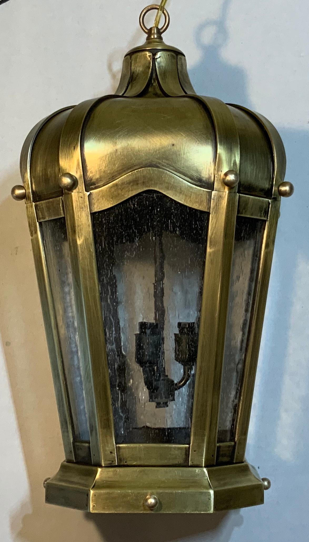 Contemporary Handcrafted Solid Brass Hanging Lantern For Sale