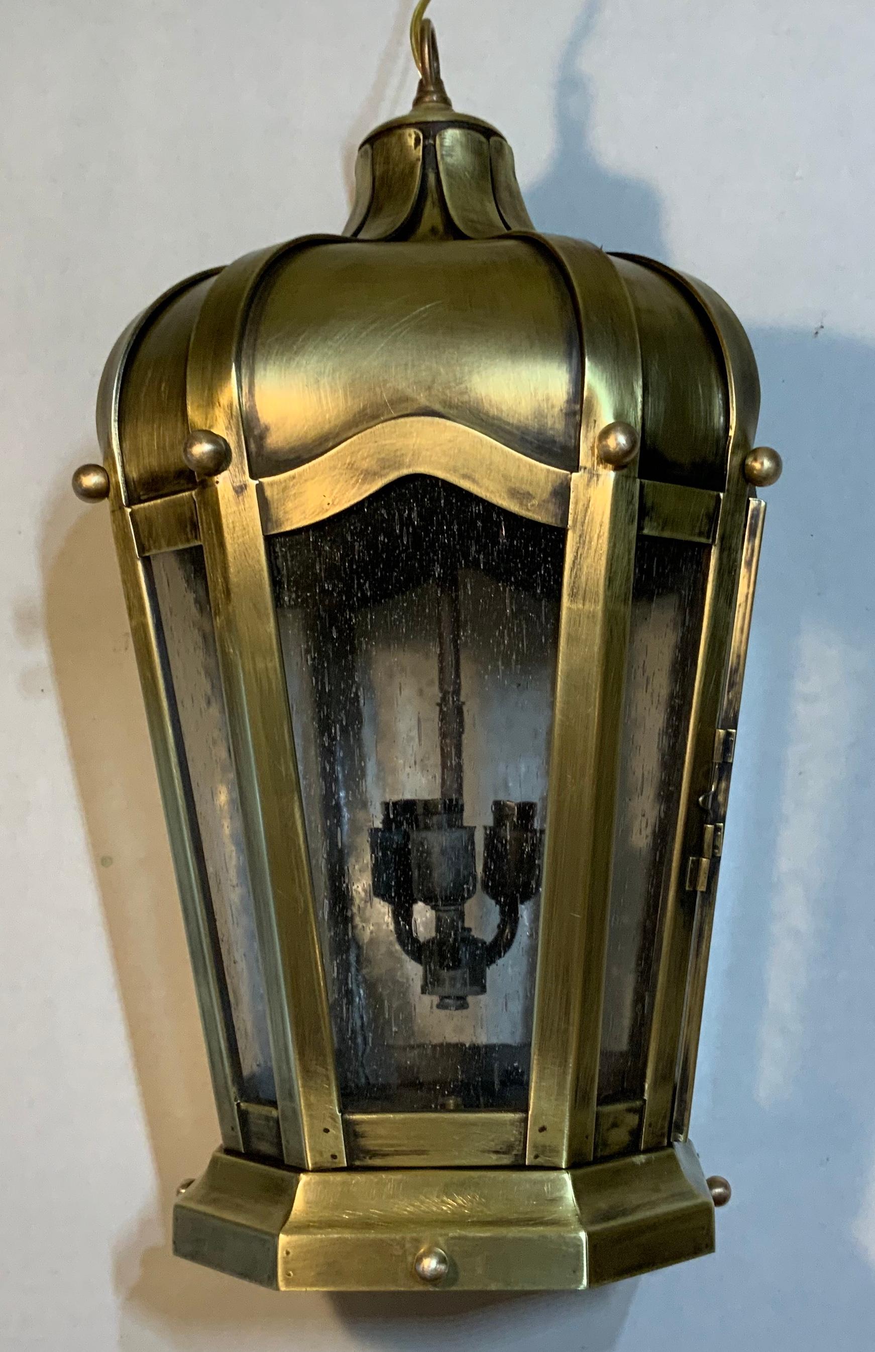 Handcrafted Solid Brass Hanging Lantern For Sale 1