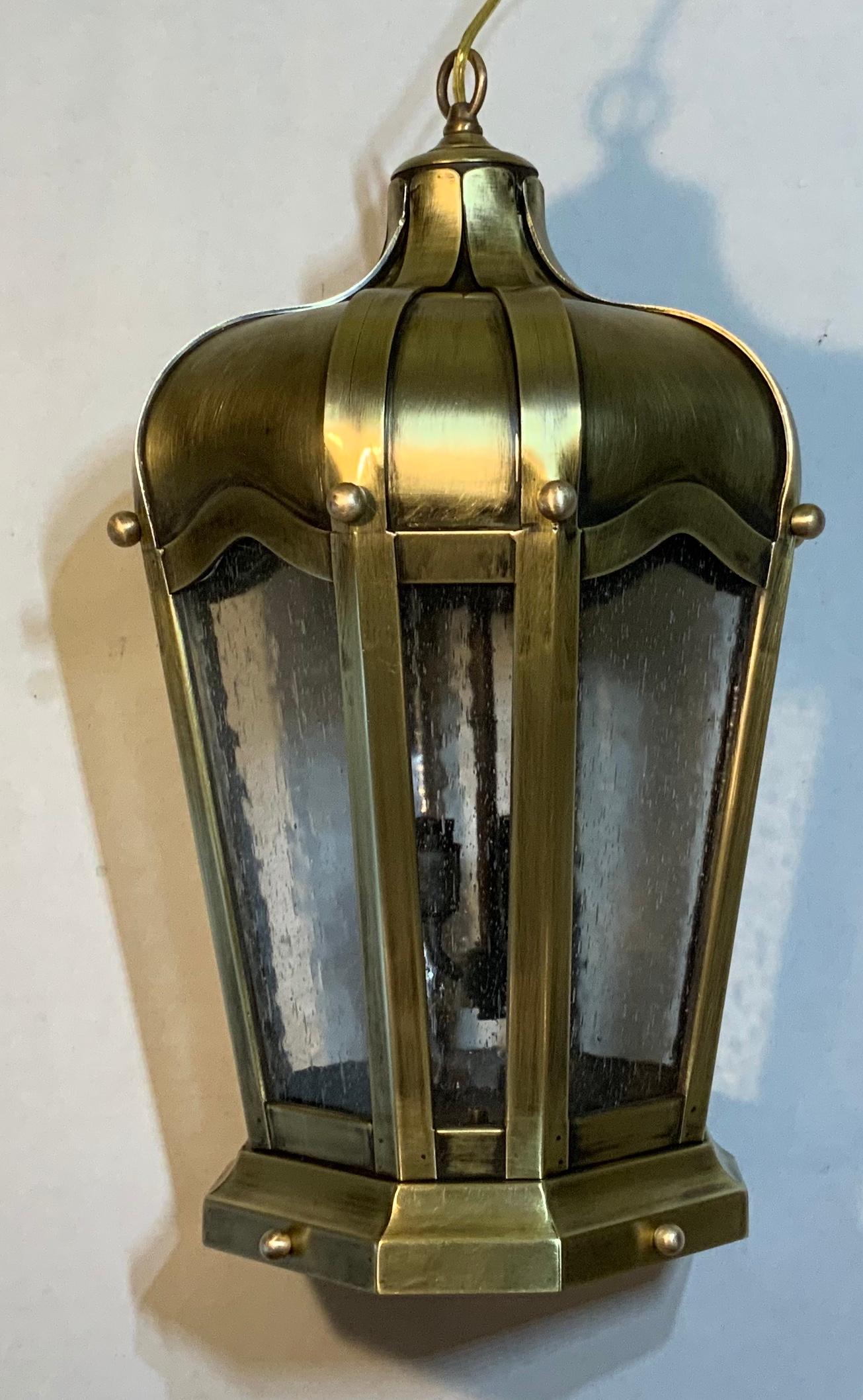Handcrafted Solid Brass Hanging Lantern For Sale 2