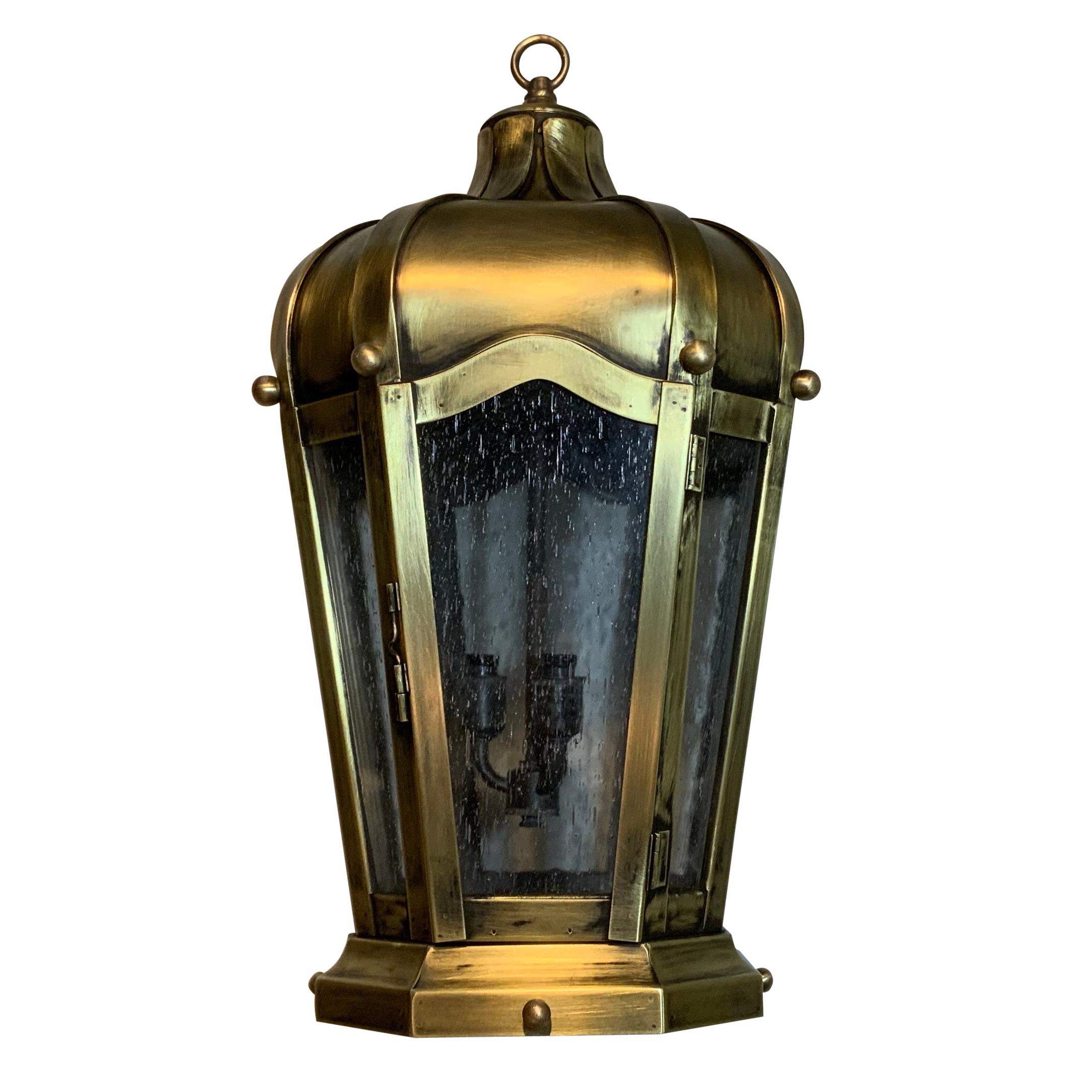 Handcrafted Solid Brass Hanging Lantern For Sale