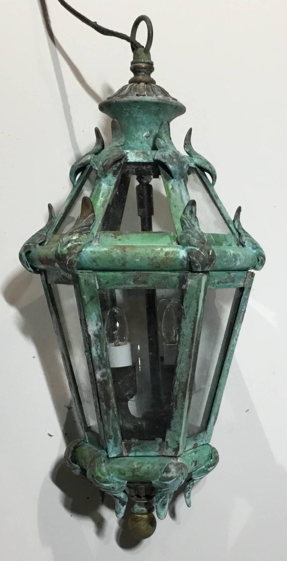 20th Century Handcrafted Solid Brass Venetian Courtyard Lantern