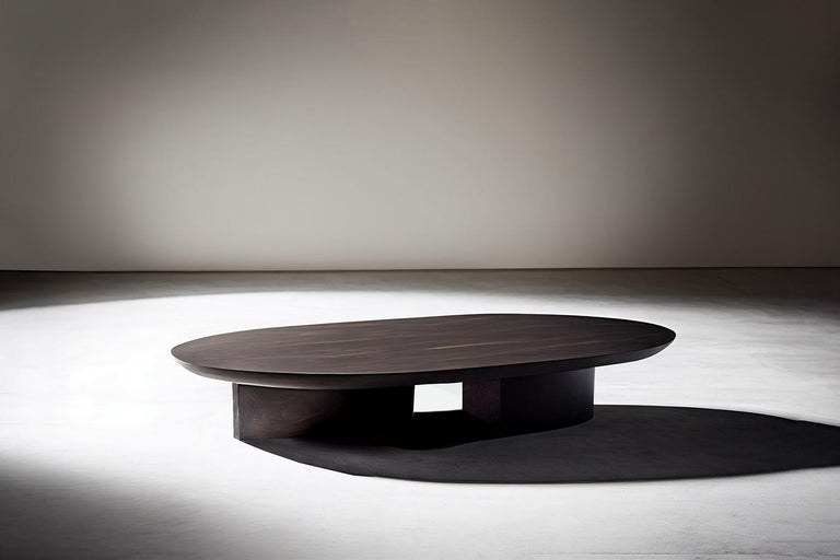 HandCrafted Solid Dark Wood Oval Coffee Table by Nono For Sale at 1stDibs