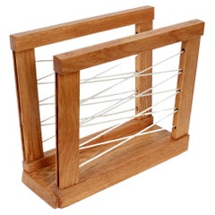 Hand crafted Solid Oak and Cord Magazine Rack, circa 1950