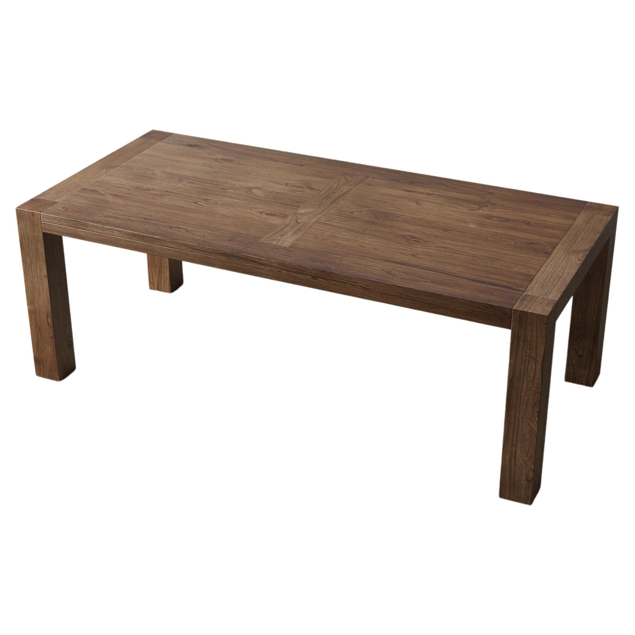 Hand Crafted Solid Oak Parsons Style Dining Table For Sale