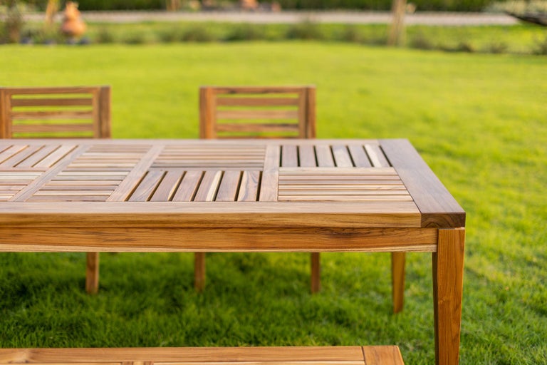 Handcrafted Solid Teak Outdoor Dining Table For Sale at 1stDibs