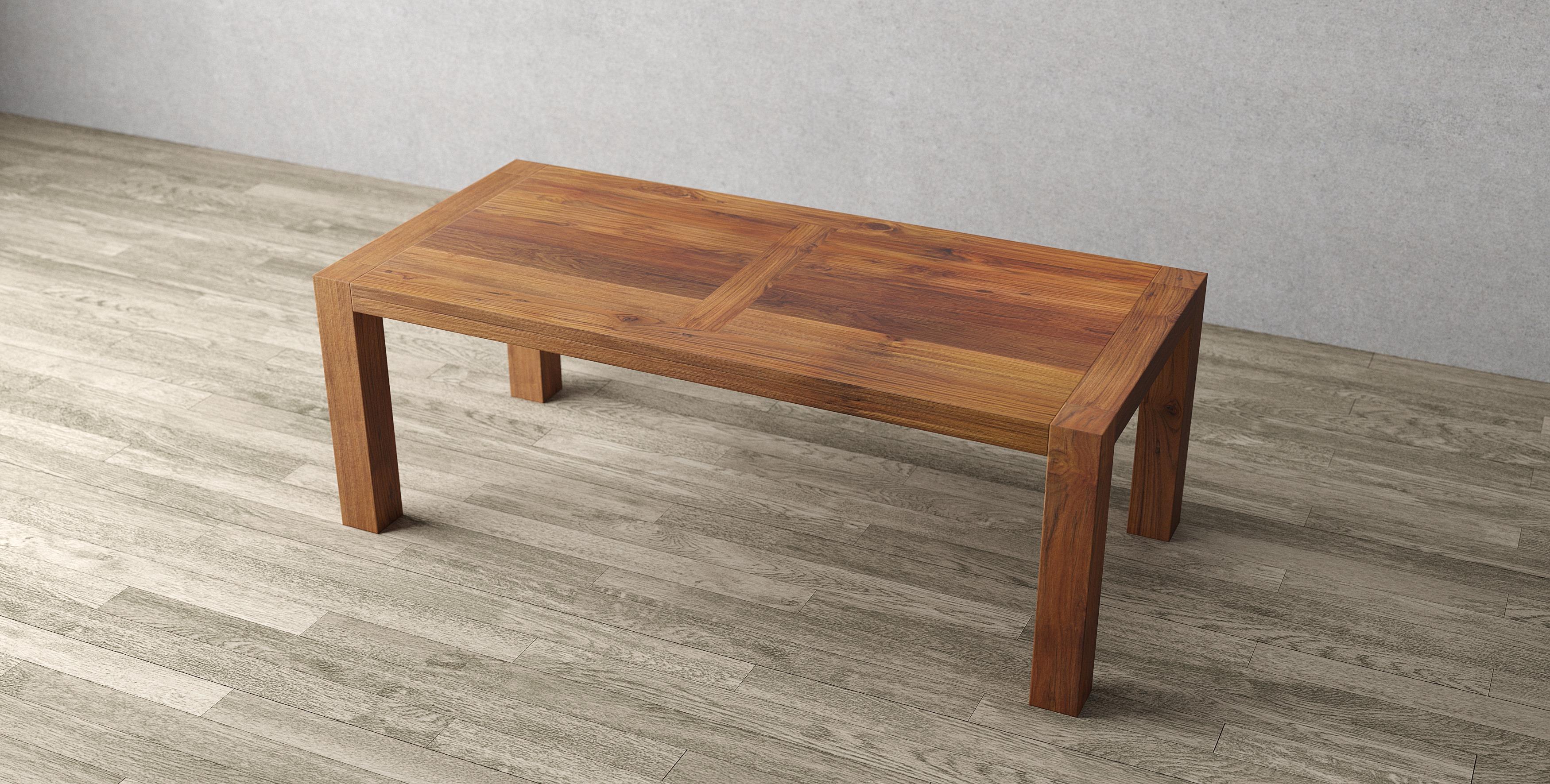 Hand-Crafted Hand Crafted Solid Teak Parsons Style Dining Table For Sale