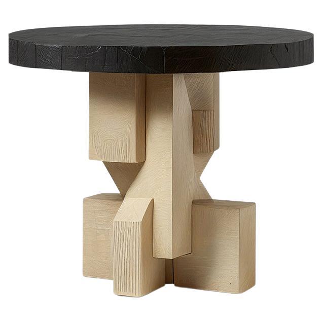 Hand-Crafted Solid Thick Maple Faceted Side Table by Nono For Sale