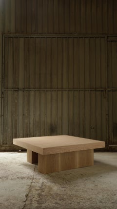 Tavolino rettangolare in rovere massiccio di spessore realizzato a mano da NONO Fundamenta 20