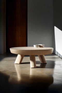 Hand-Crafted Solid Thick Oak Round Coffee Table By NONO Fundamenta 1