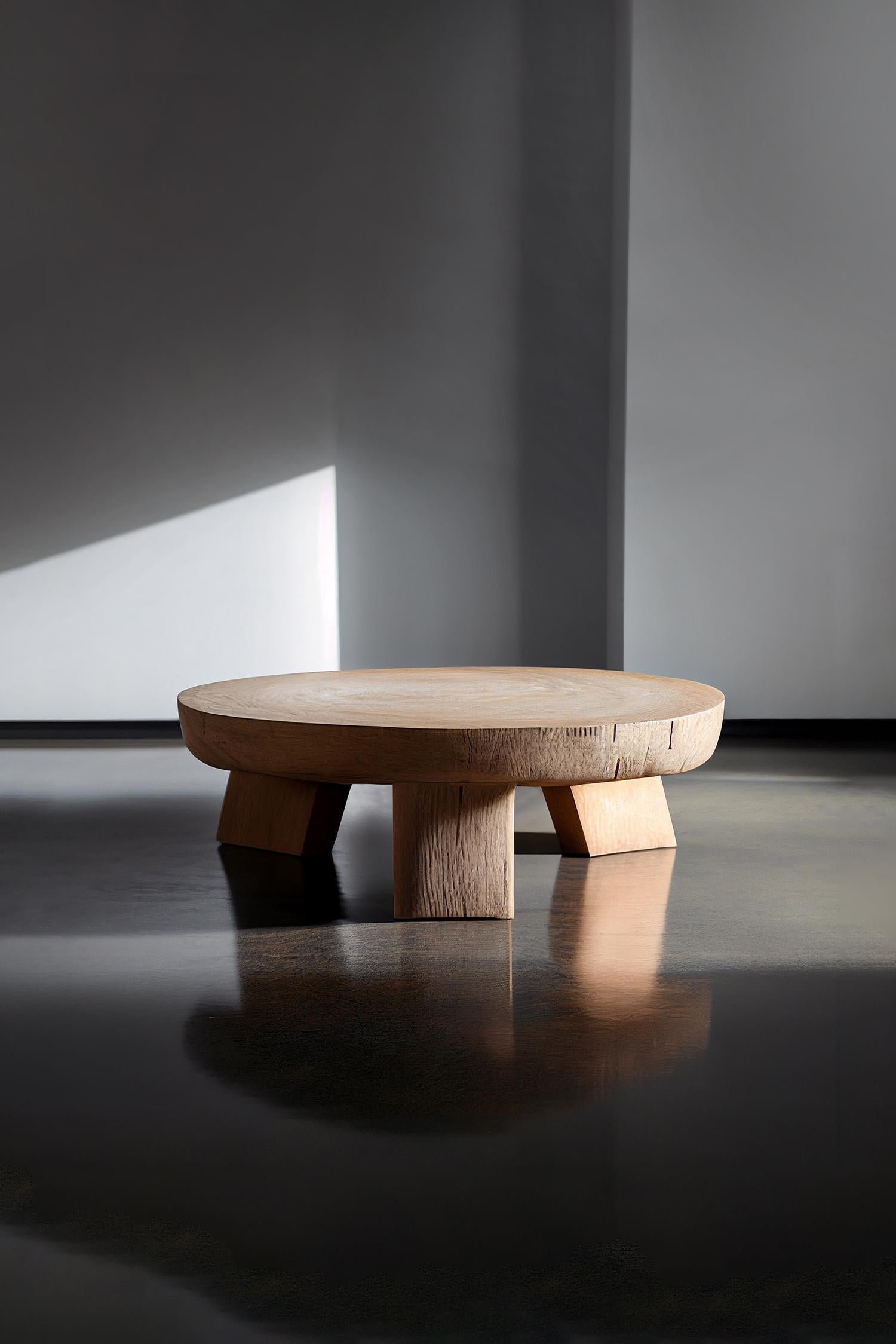 Hand-Crafted Solid Thick Oak Round Coffee Table By NONO In New Condition For Sale In Estado de Mexico CP, Estado de Mexico