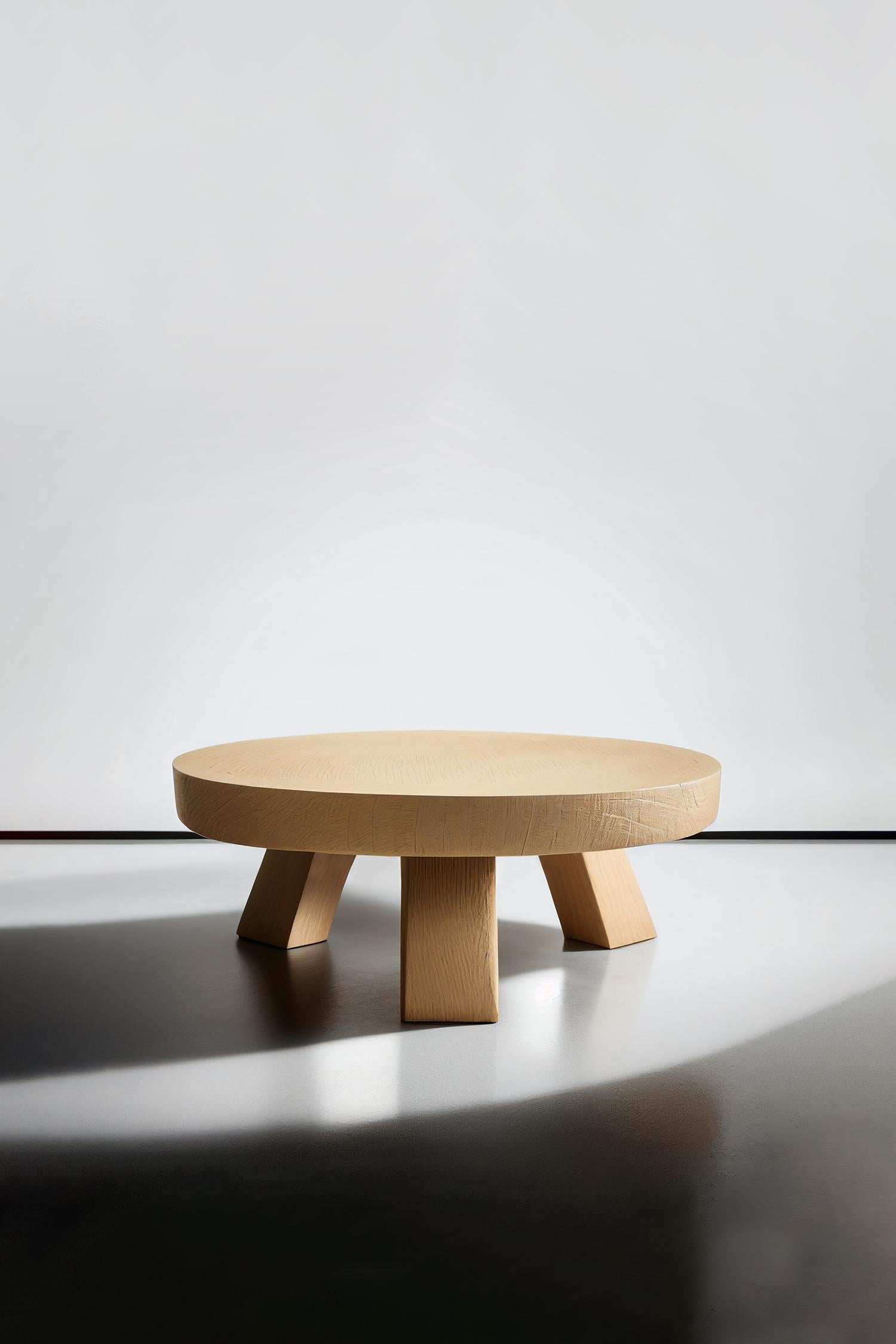 Legno Tavolino rotondo in rovere massiccio di spessore realizzato a mano da NONO Fundamenta 1 in vendita