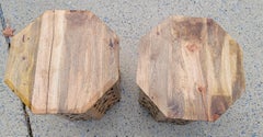 Hand Crafted Solid Walnut Octogonal Side Tables, a Pair