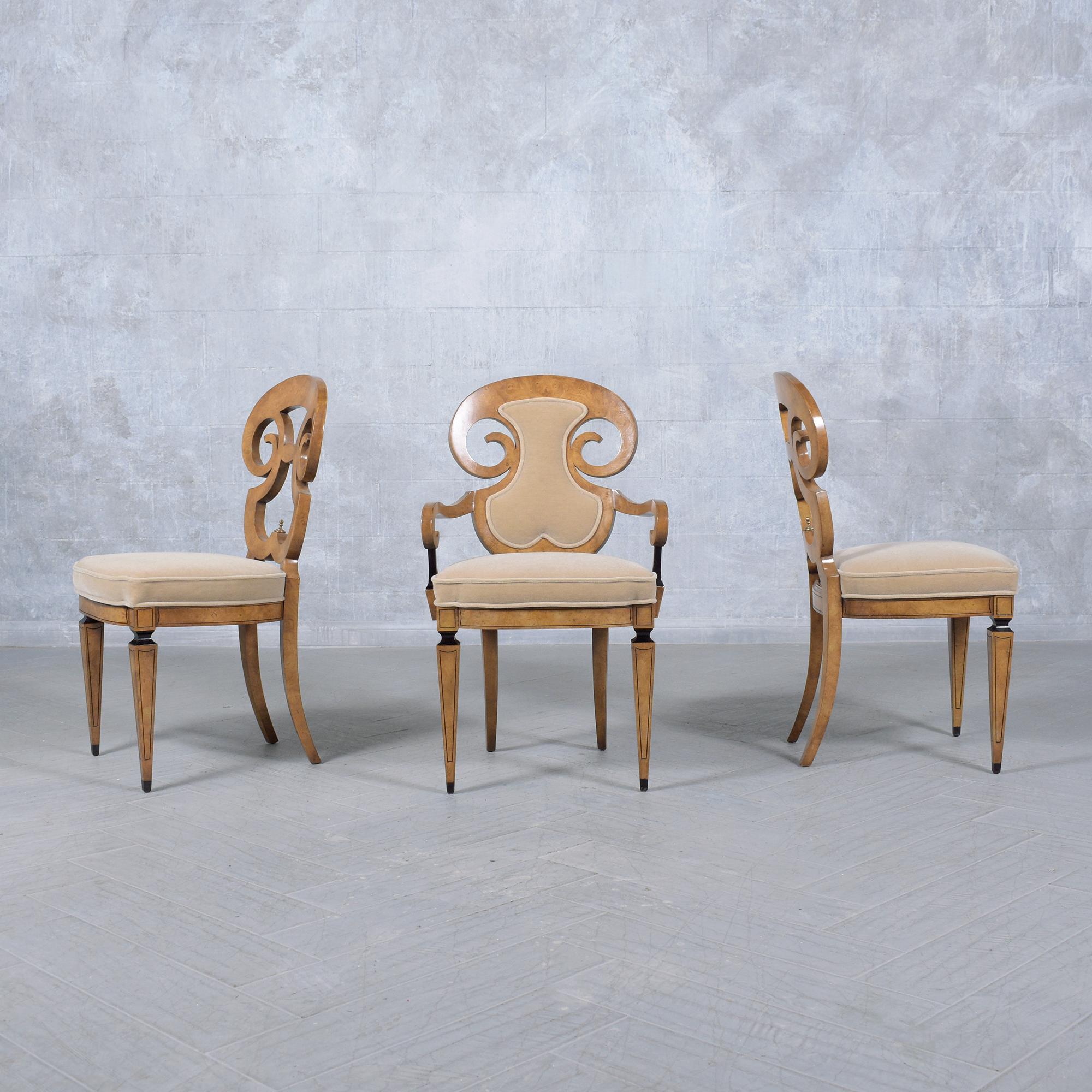 Biedermeier Renzo Rutili pour Johnson Furniture : Ensemble de chaises de salle à manger en érable du milieu du siècle restauré en vente