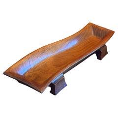 Cuenco / Bandeja baja de madera maciza hecha a mano por Mallory