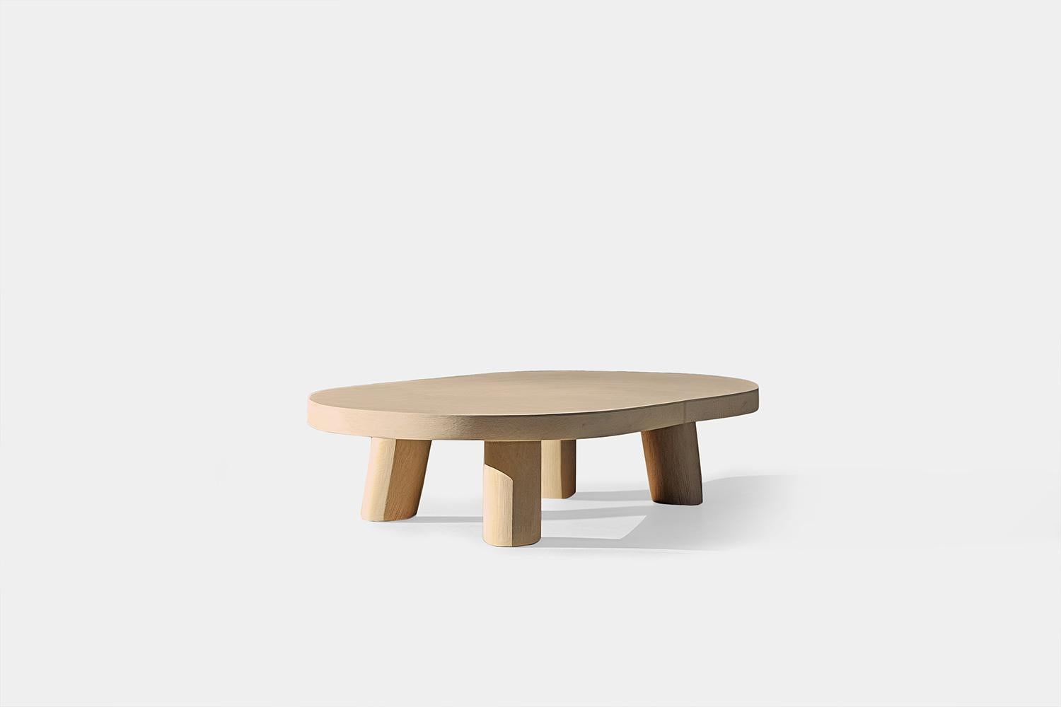 Minimalist Hand-Crafted Solid Wood Oak Asimetric Coffee Table by Nono For Sale