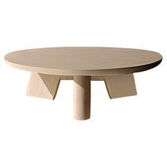Tavolino da caffè rotondo in legno massiccio realizzato a mano da Nono