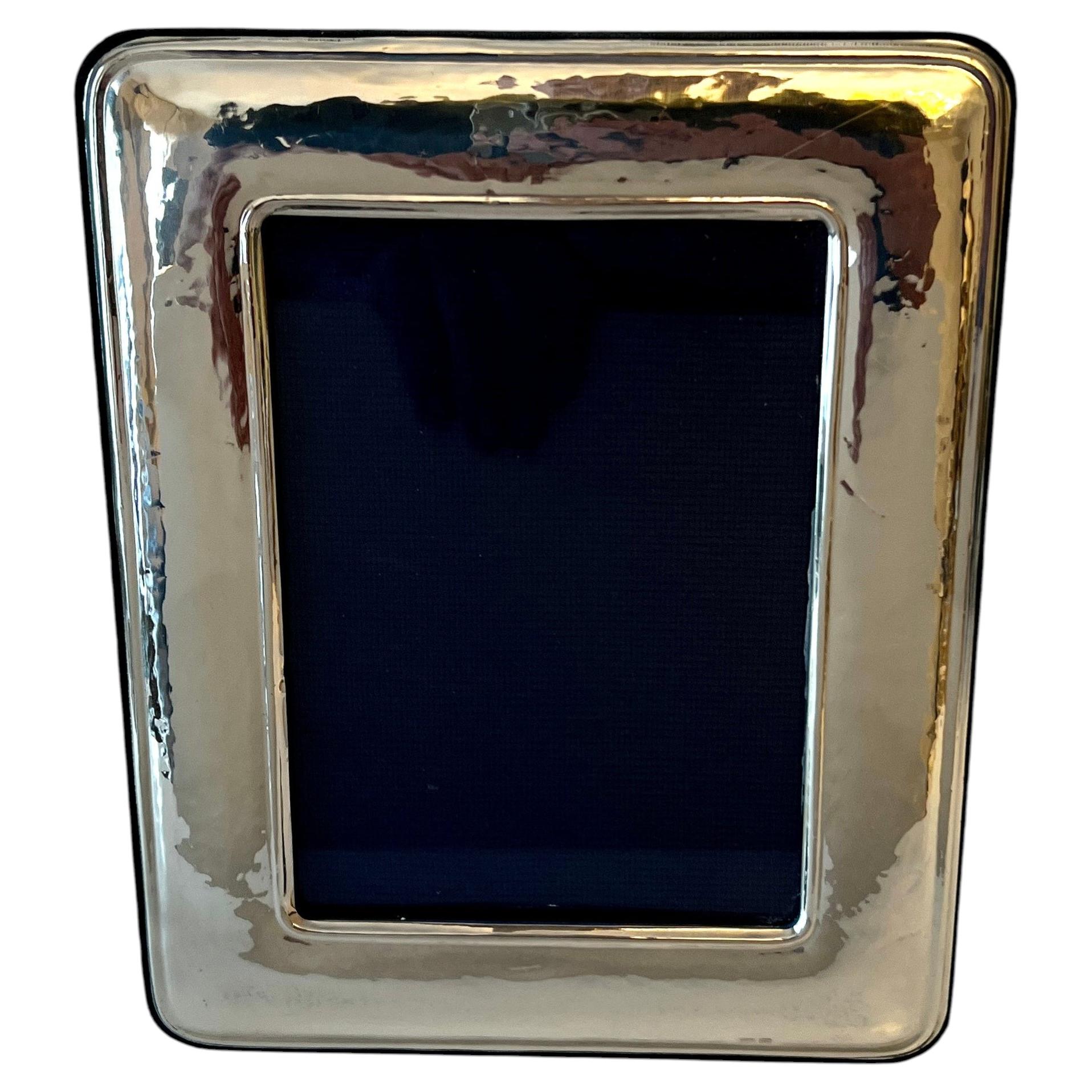 Hand Crafted Sterling Silver 5x7 Frame With Velvet back For Sale