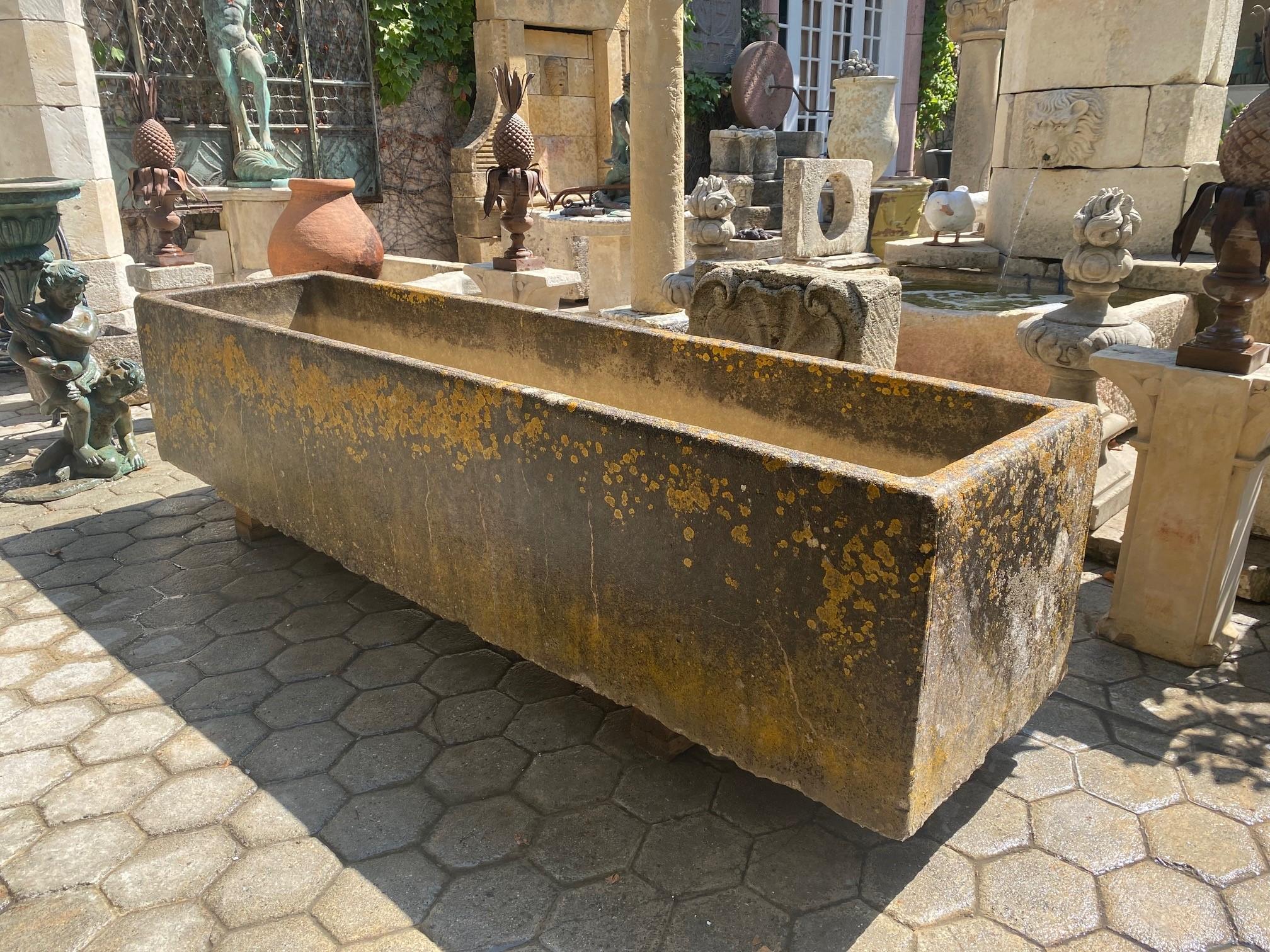 Hand-Crafted Hand Crafted Stone Container Fountain Basin Tub Planter Trough Antiques LA CA