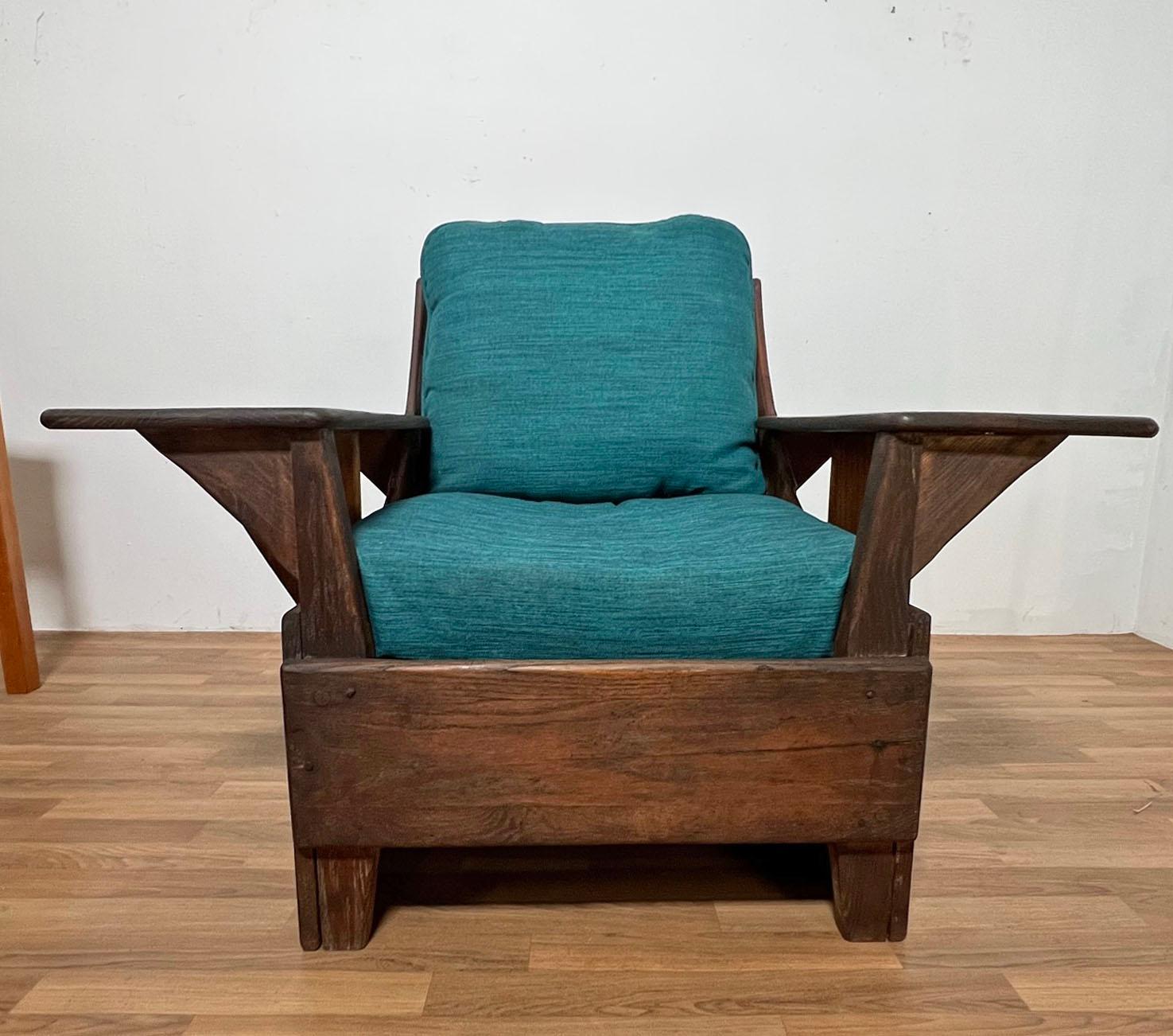 Hand Crafted Studio Made Paddle Arm Club Chair in Oak Circa Early 20th Century 6