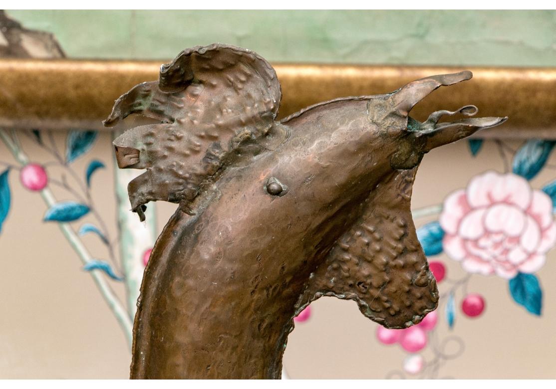 Hand Crafted Styized Kupfer Hahn Weathervane auf Basis (Gehämmert) im Angebot