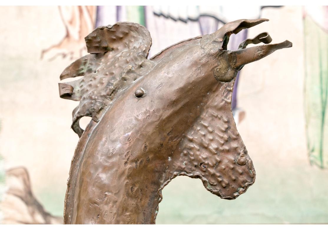 Hand Crafted Styized Kupfer Hahn Weathervane auf Basis im Angebot 2