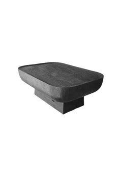 Hand-Crafted Suar Wood Table Burnt Finish, Modern Organic