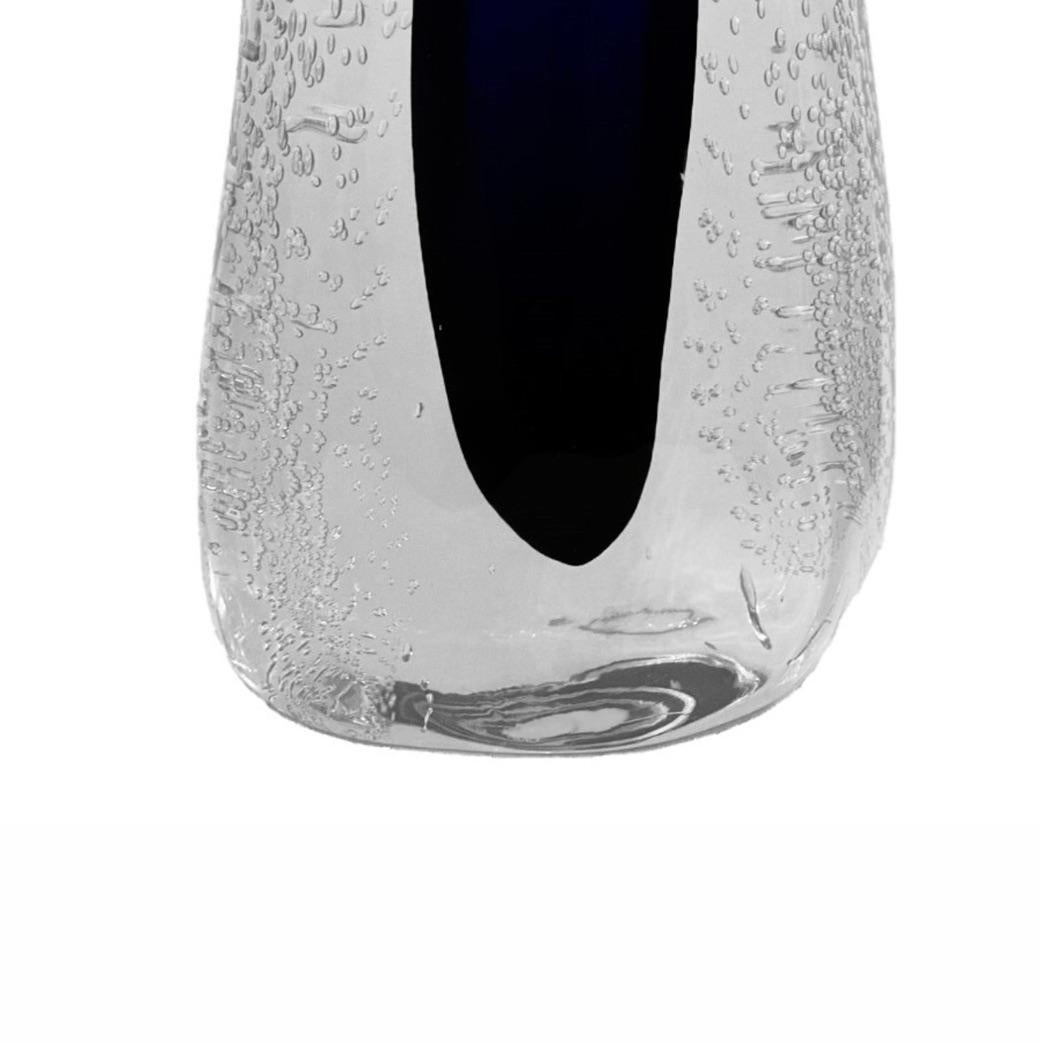 Contemporary Hand Crafted Tall Cobalt Murano Sommerso Glass Vase For Sale