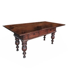 Hand-Crafted Teak Dutch Colonial Desk, Indonesia, Early 20th Century
