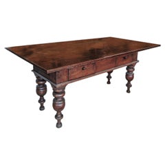 Hand-Crafted Teak Dutch Colonial Desk, Indonesia, Early 20th Century