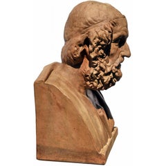 Hand-Crafted Terracotta Homer Bust Sculpture from Italy, 21st Century h: 60cm
