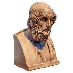 Hand-Crafted Terracotta Homer Bust Sculpture from Italy, 21st Century h: 60cm
